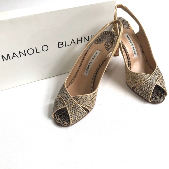 Manolo Blahnik Shoes - Manolo Blahnik Lizard Spot Peeptoe heels